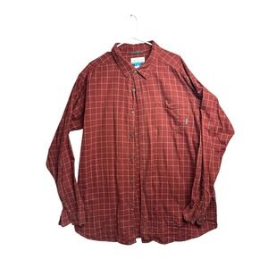 Columbia Maroon Plaid  Long‎ Sleeve Button Shirt, 2XT